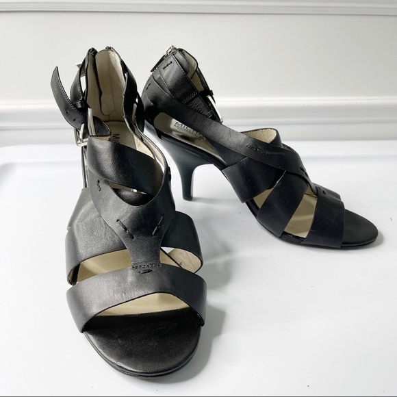 Michael Kors black leather heel sandals size 10 - Picture 1 of 6